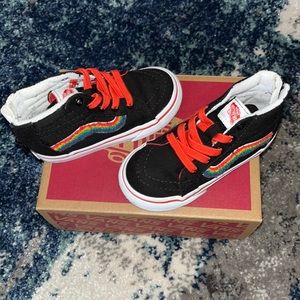 Black Vans with rainbow